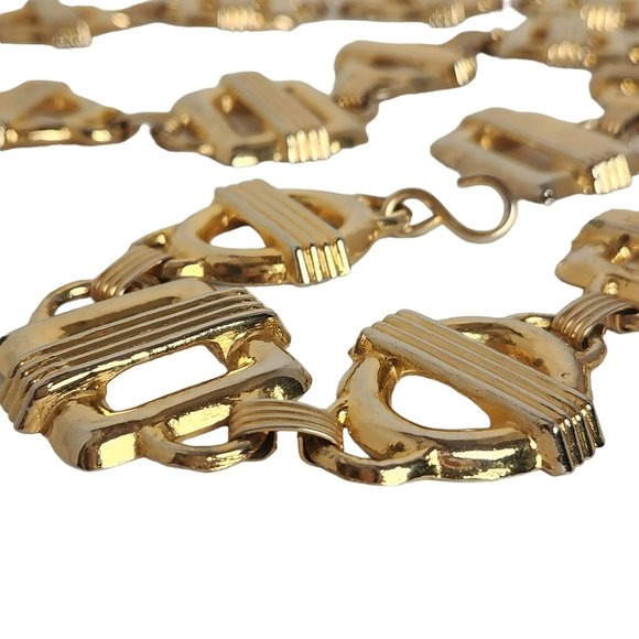 Vintage 1986 MZA of NY Gold Metal Statement Belt 37-3/4" L x 1-1/2" W - Picture 4 of 15